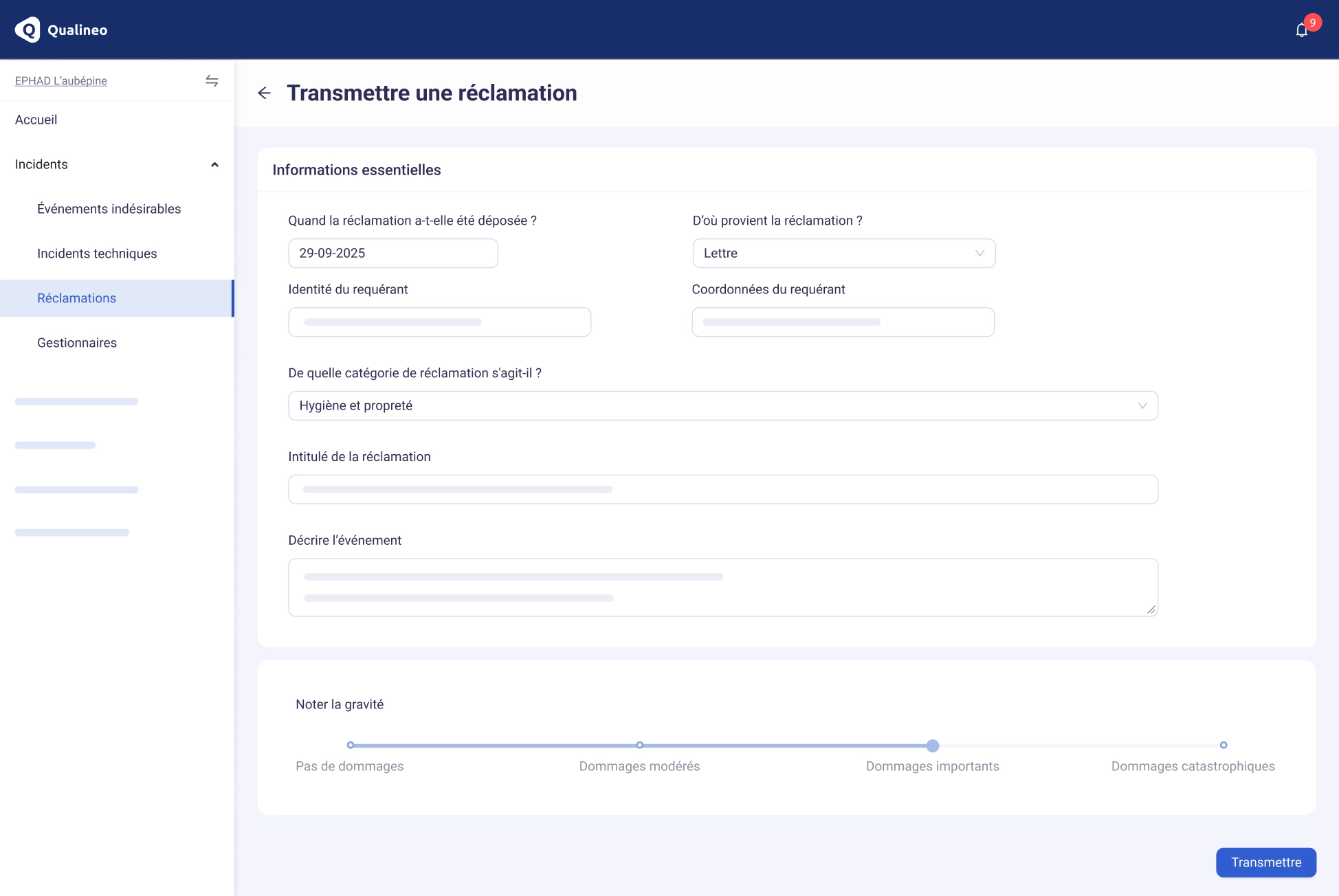 Image de l'outil Qualineo sur l'onglet transmettre une réclamation