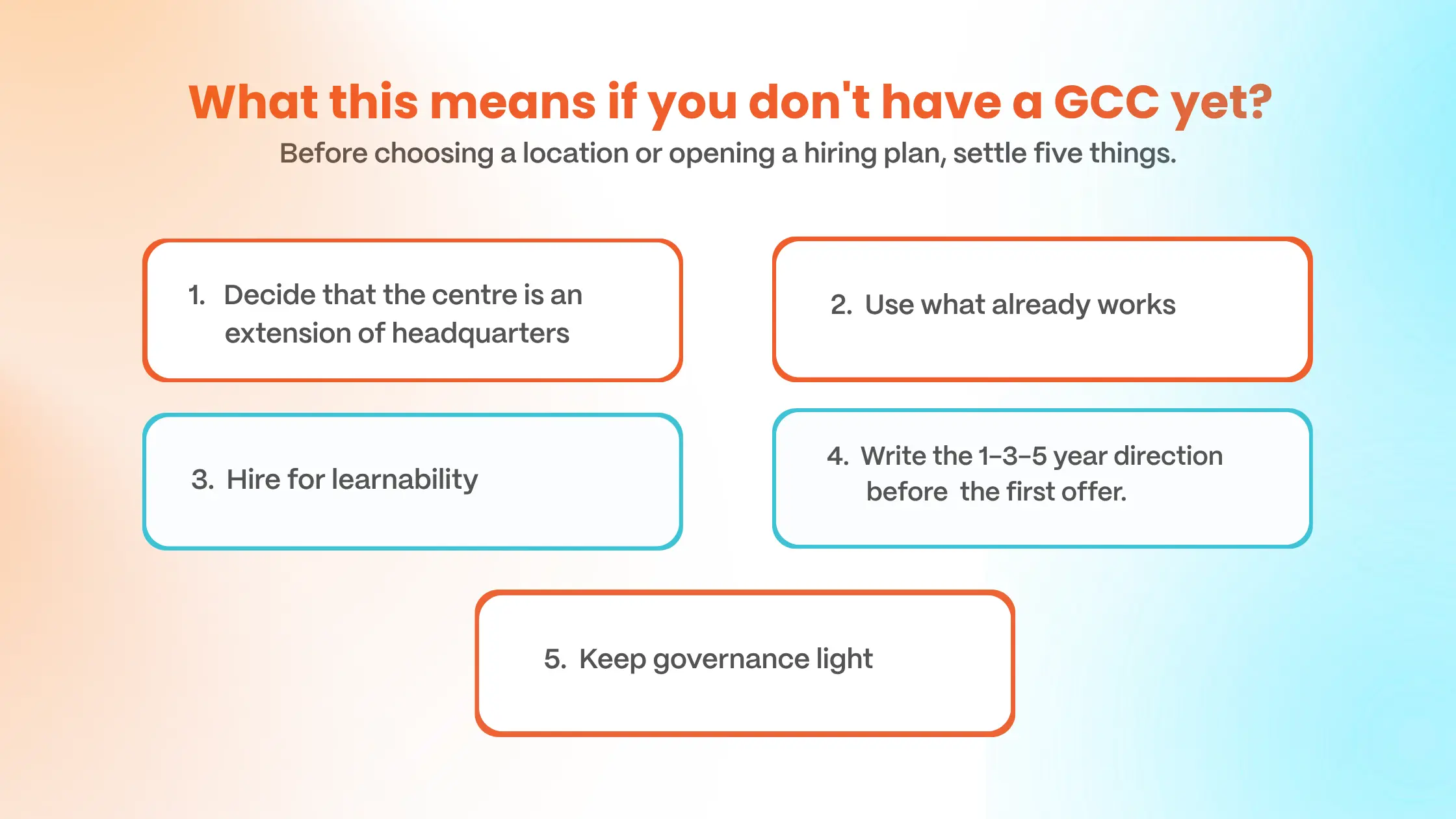 What this means if you don't have a GCC yet.