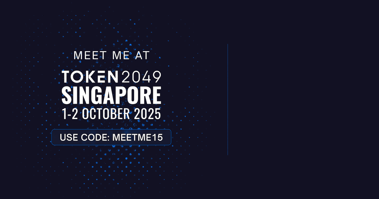 TOKEN2049 conference event poster with blue dotted background in Singapore