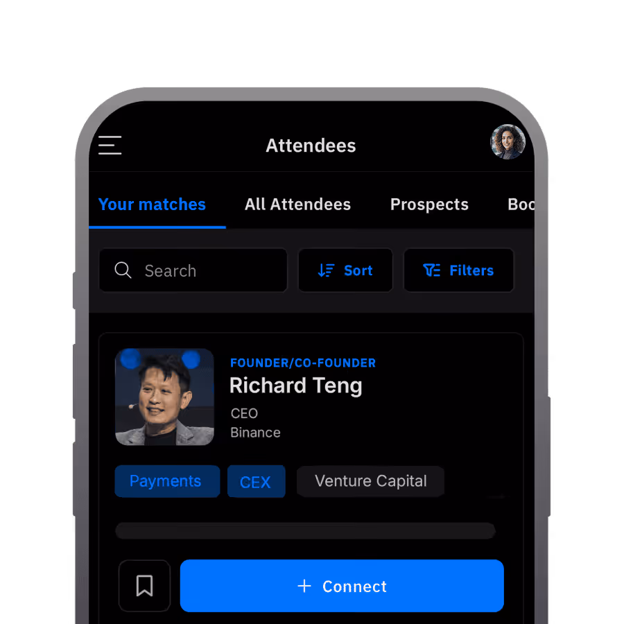 TOKEN2049 attendee profile of Binance CEO in Singapore networking app