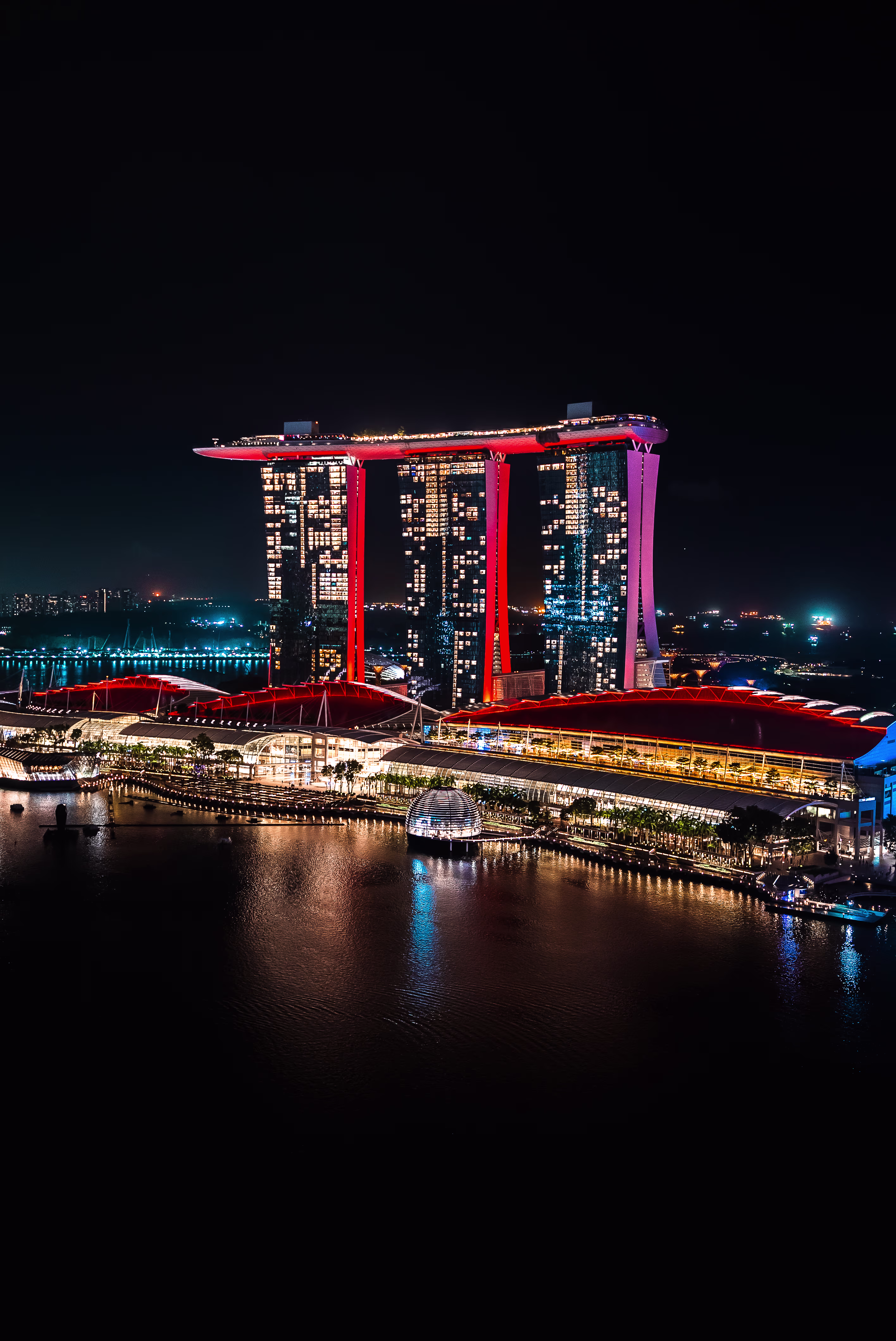 TOKEN2049 Singapore: Marina Bay Sands illuminated at night with waterfront