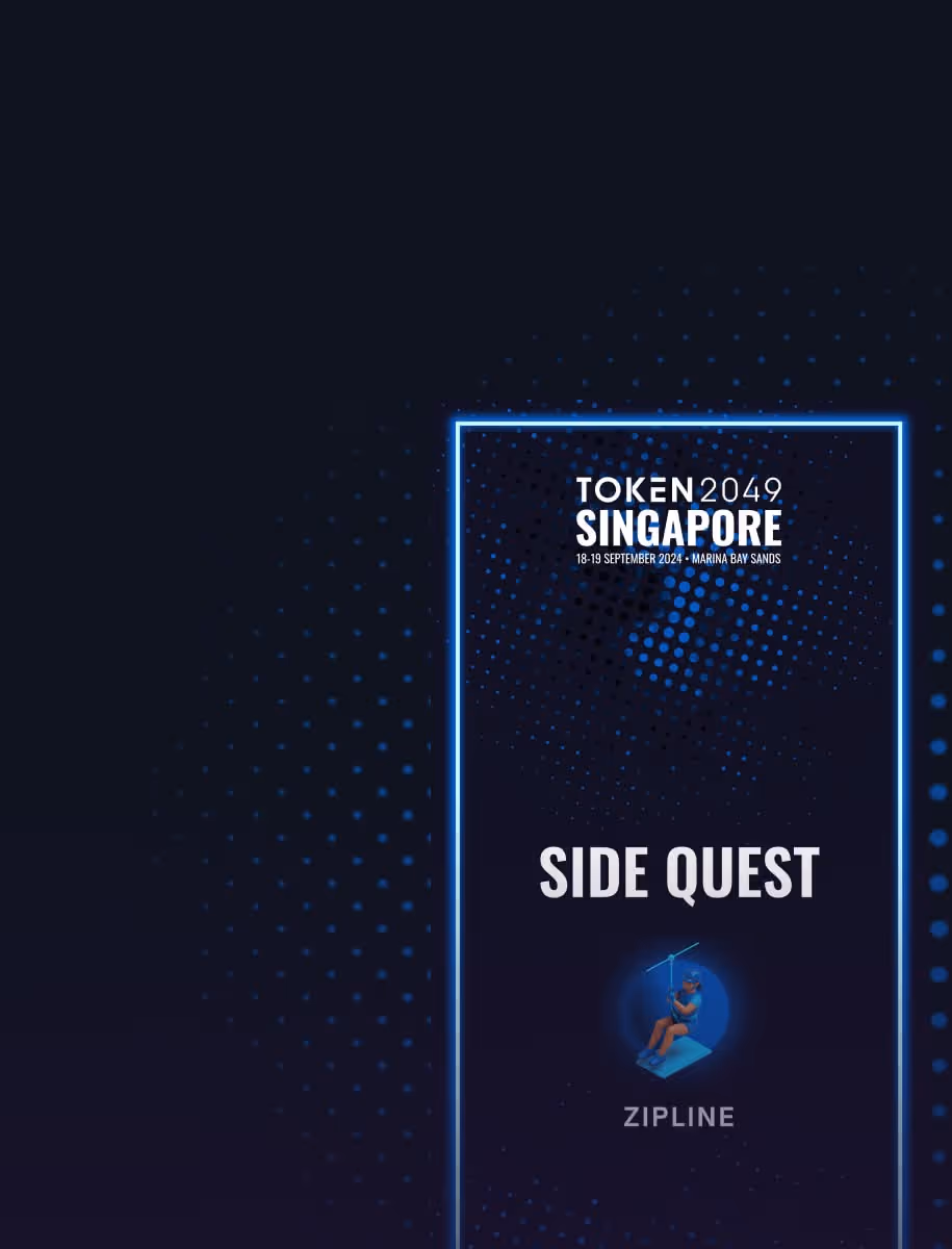 TOKEN2049 Singapore event poster with zipline graphic and event details