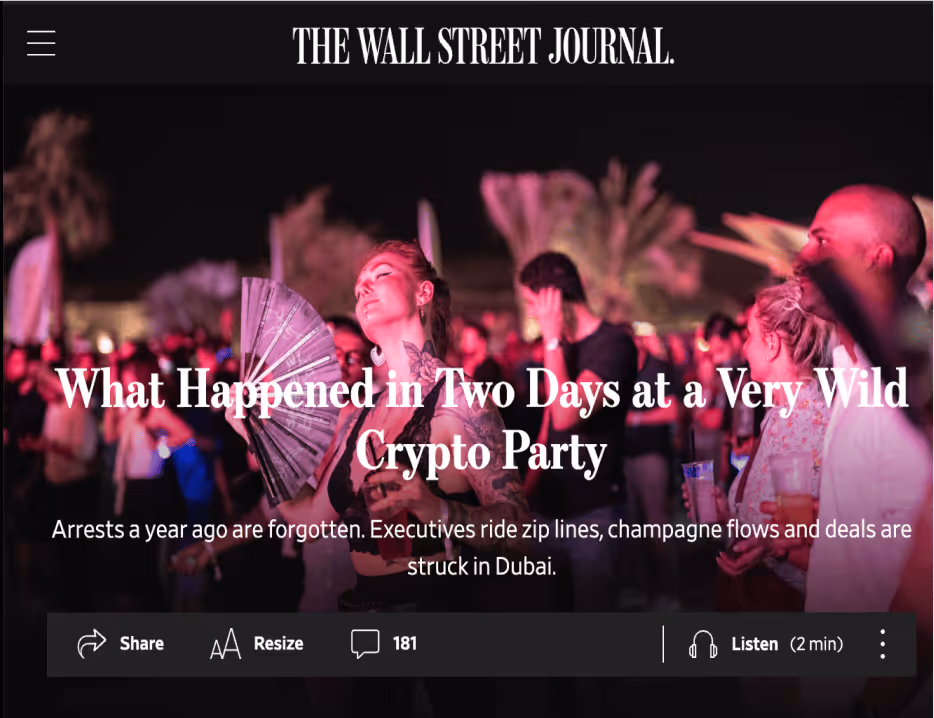TOKEN2049 Dubai featured in global media including The Wall Street Journal and The New York Times