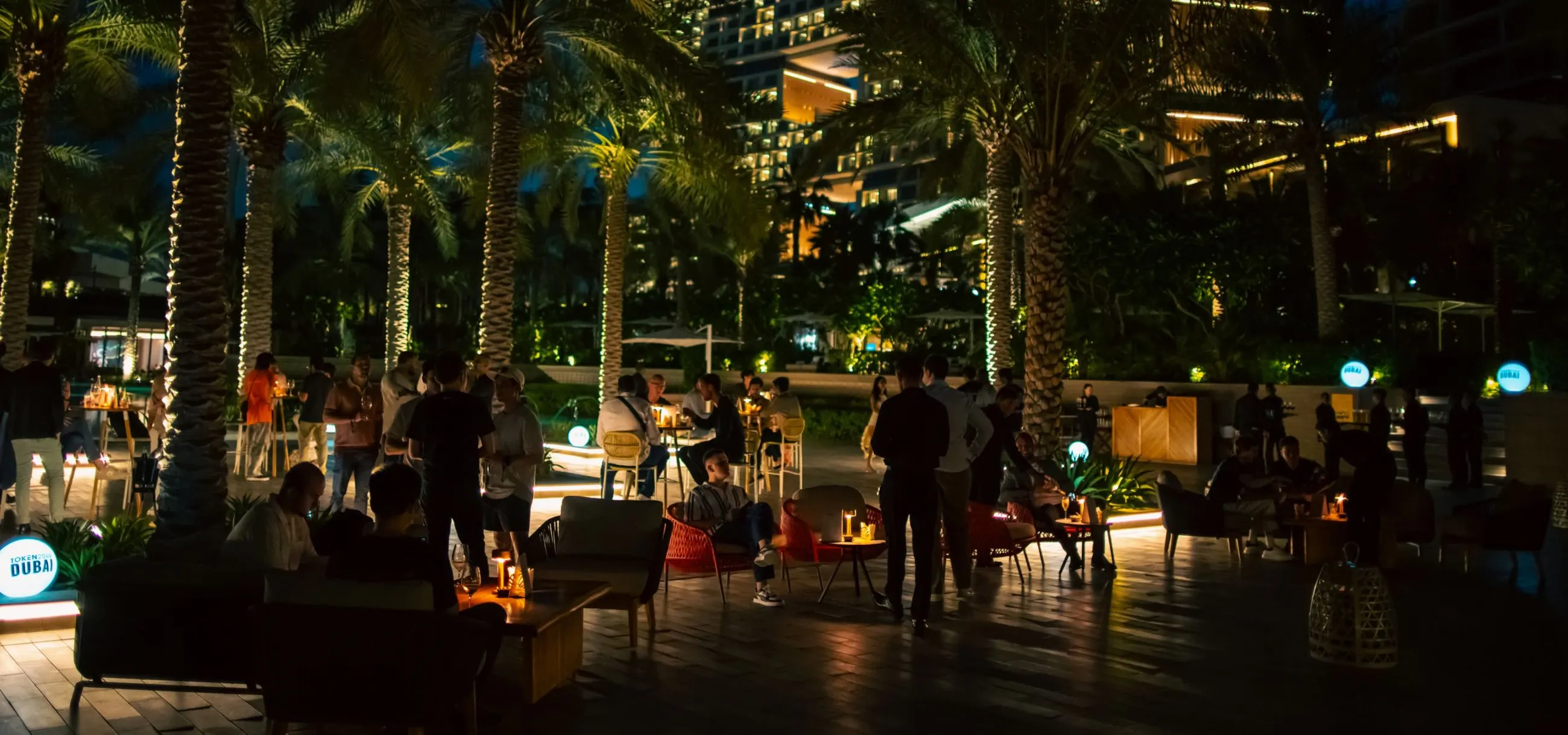 TOKEN2049 speakers reception at Atlantis The Royal in Dubai at night