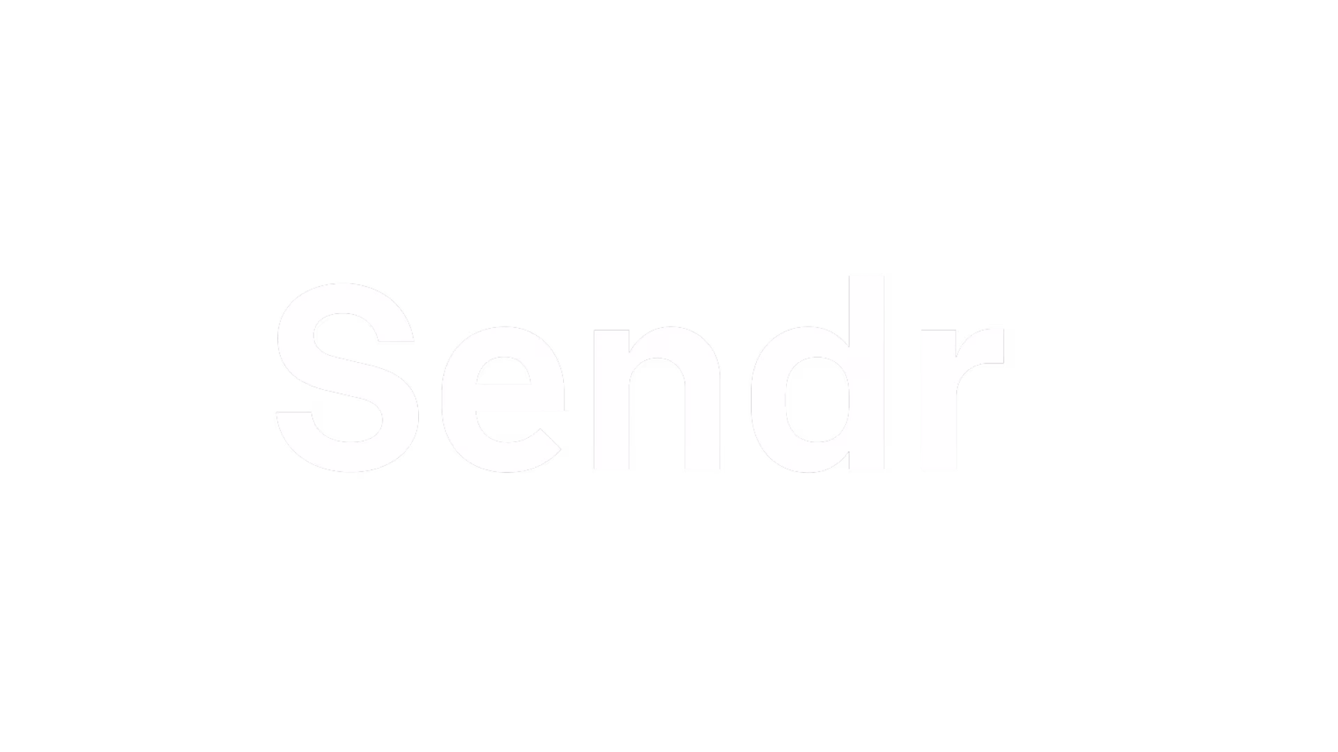 Sendr logo in white text on a black background.