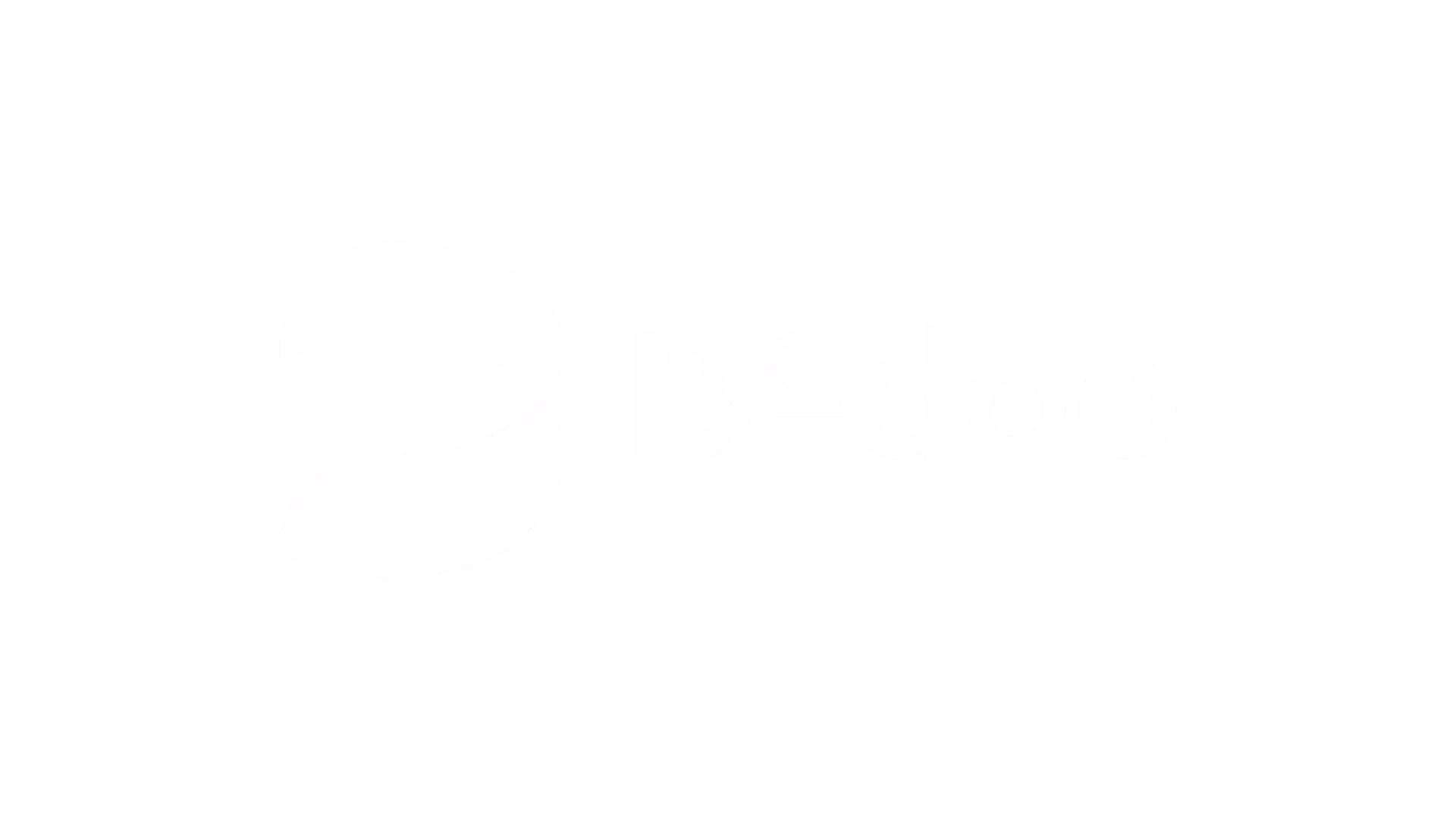 Logo consisting of a stylized white letter B composed of two curved shapes next to the word 'Bedoo' in white text on a black background.