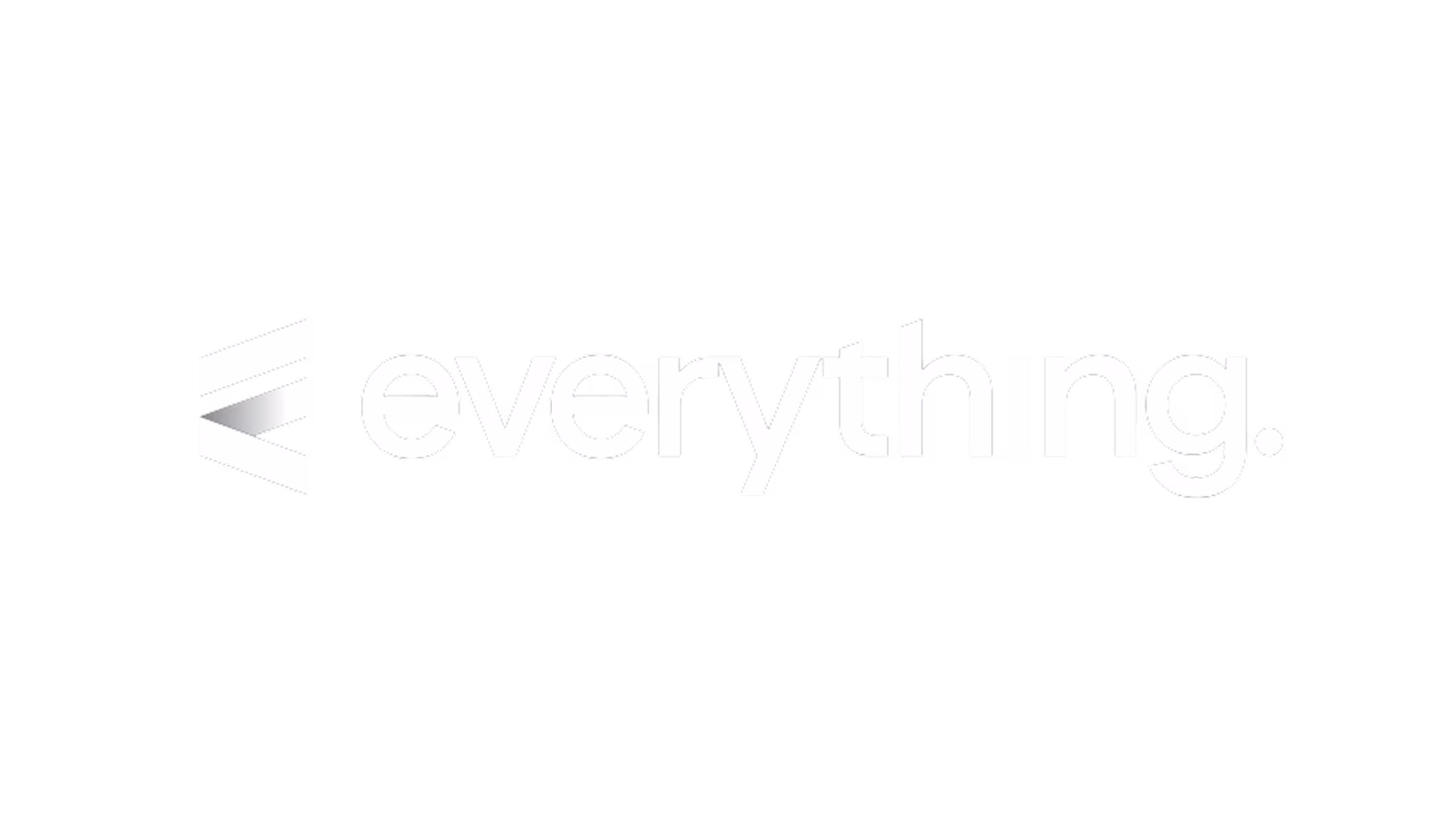 Everything logo featuring a stylized E composed of three horizontal lines to the left of the word 'everything' in lowercase letters followed by a period.