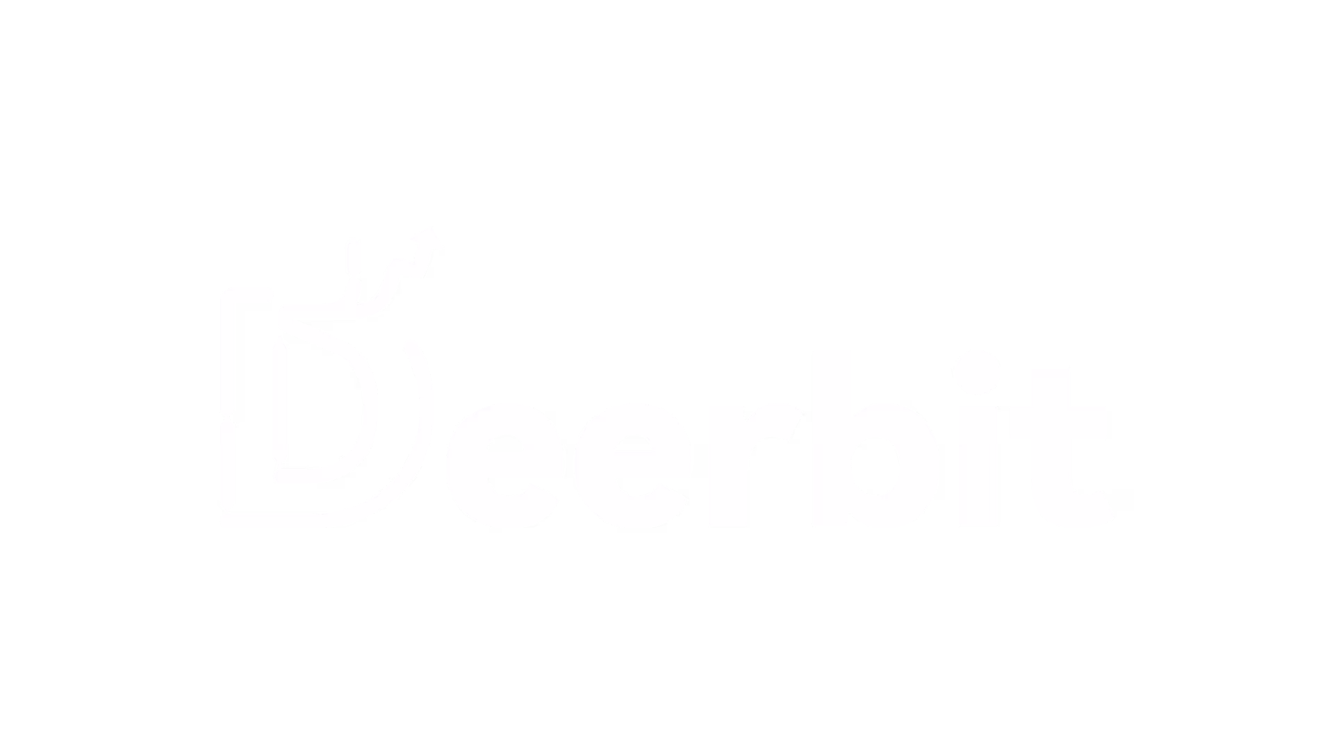 Deerbit logo with a stylized letter D incorporating an antler design on a black background.