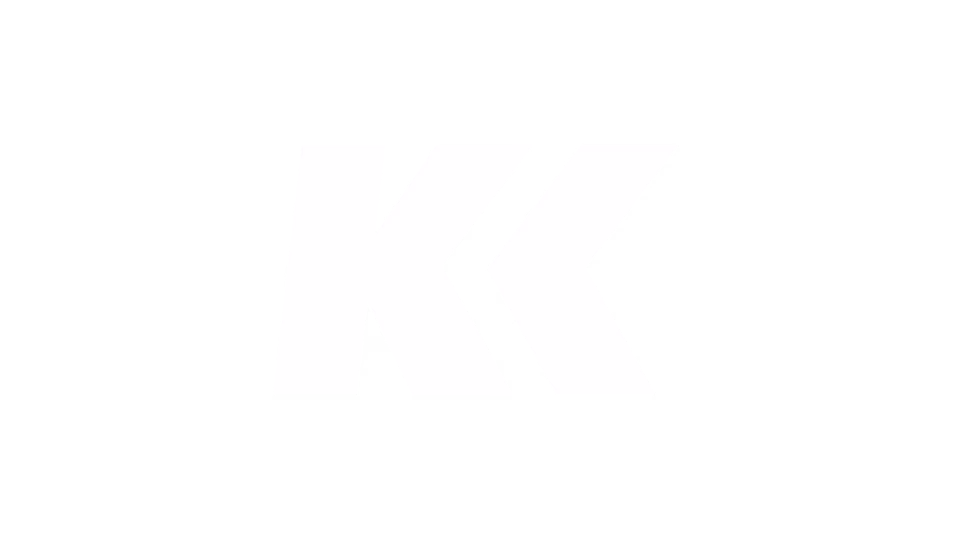 White stylized letter K composed of a bold K and a backward arrow shape to the right on a black background.