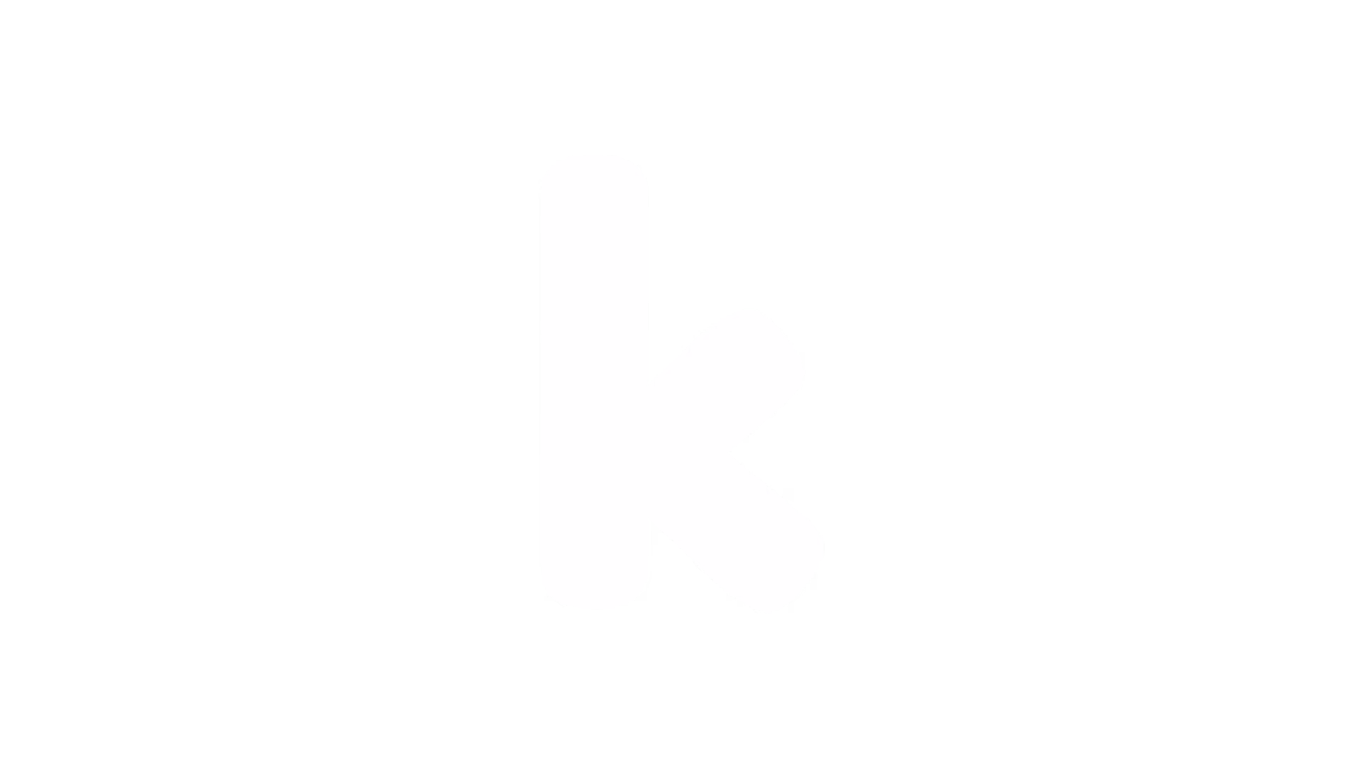 Lowercase letter k in bold white font on a black background.
