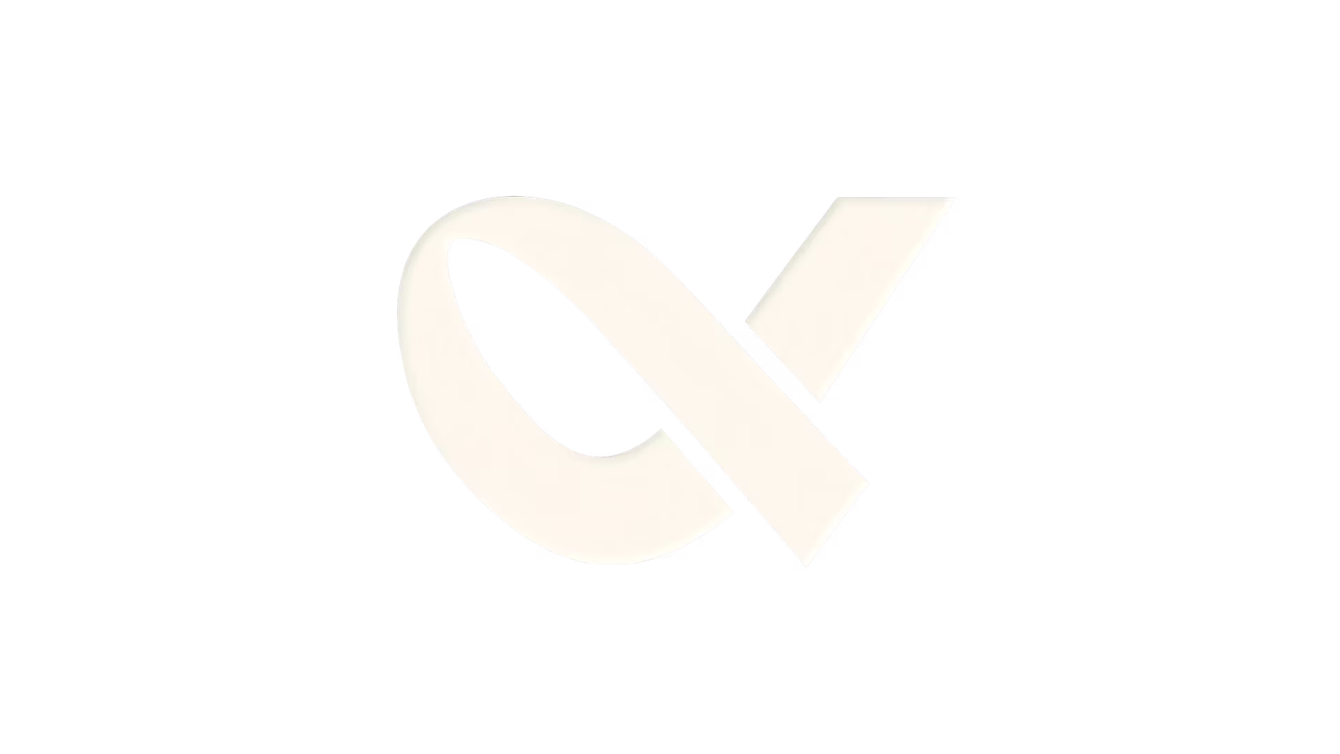 Minimalist logo consisting of a stylized lowercase letter 'a' with a bold, angular upper right stroke, in off-white on a black background.