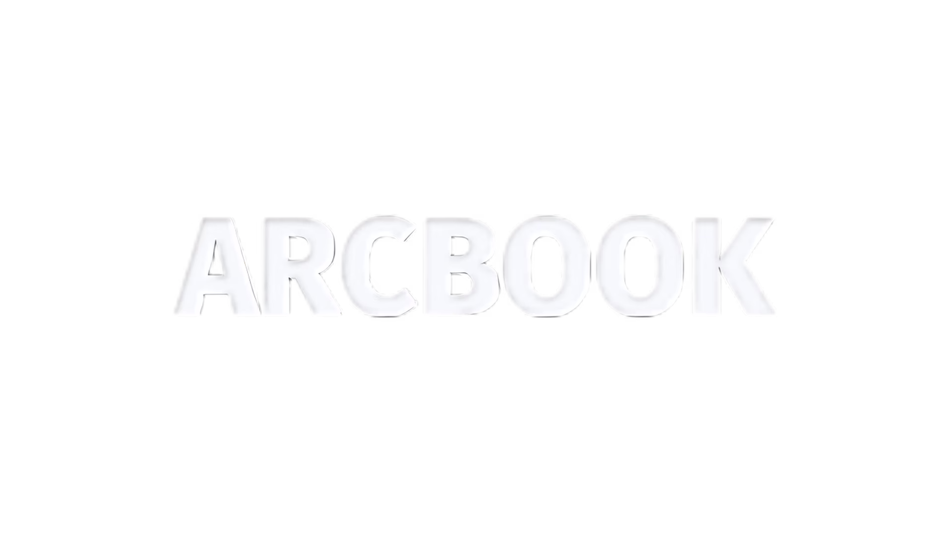 The word ARCBOOK in bold, white, uppercase letters on a transparent background.