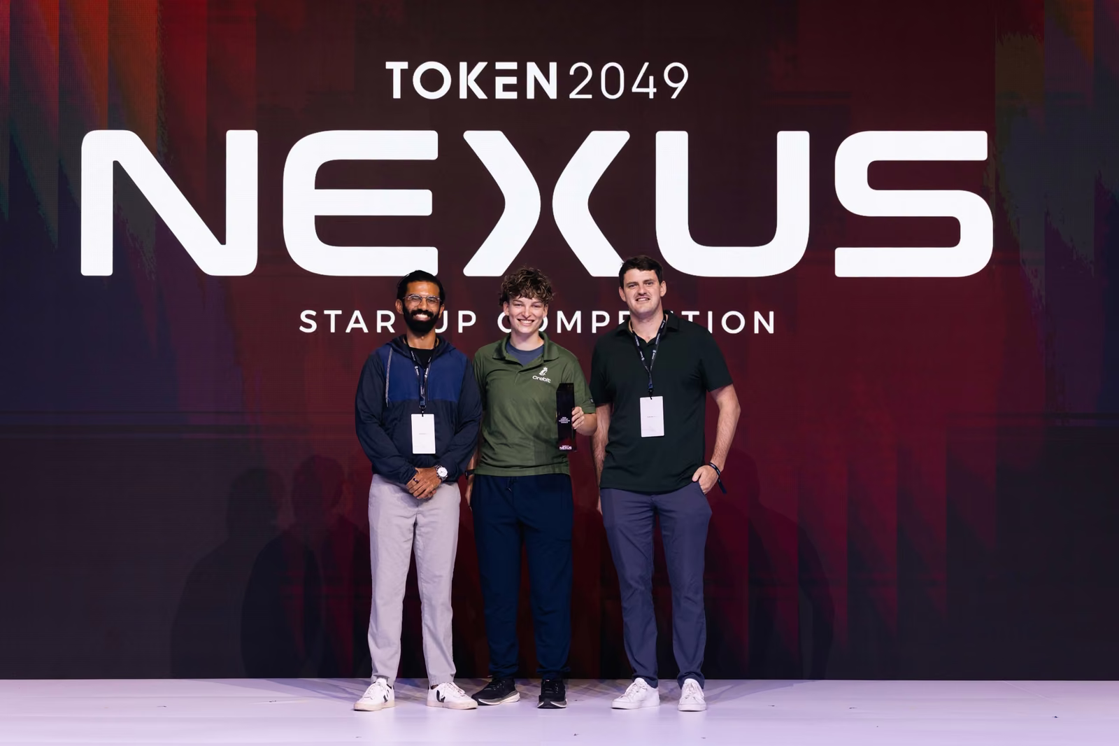 Winning team on stage at the TOKEN2049 Nexus Startup Competition