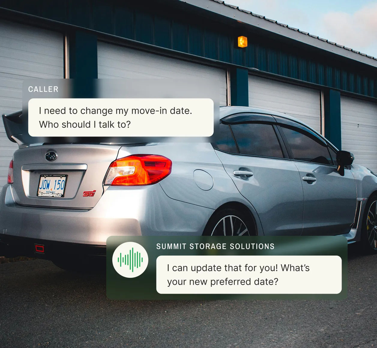A caller asks to change their move-in date, and the self storage call center offers to update it.