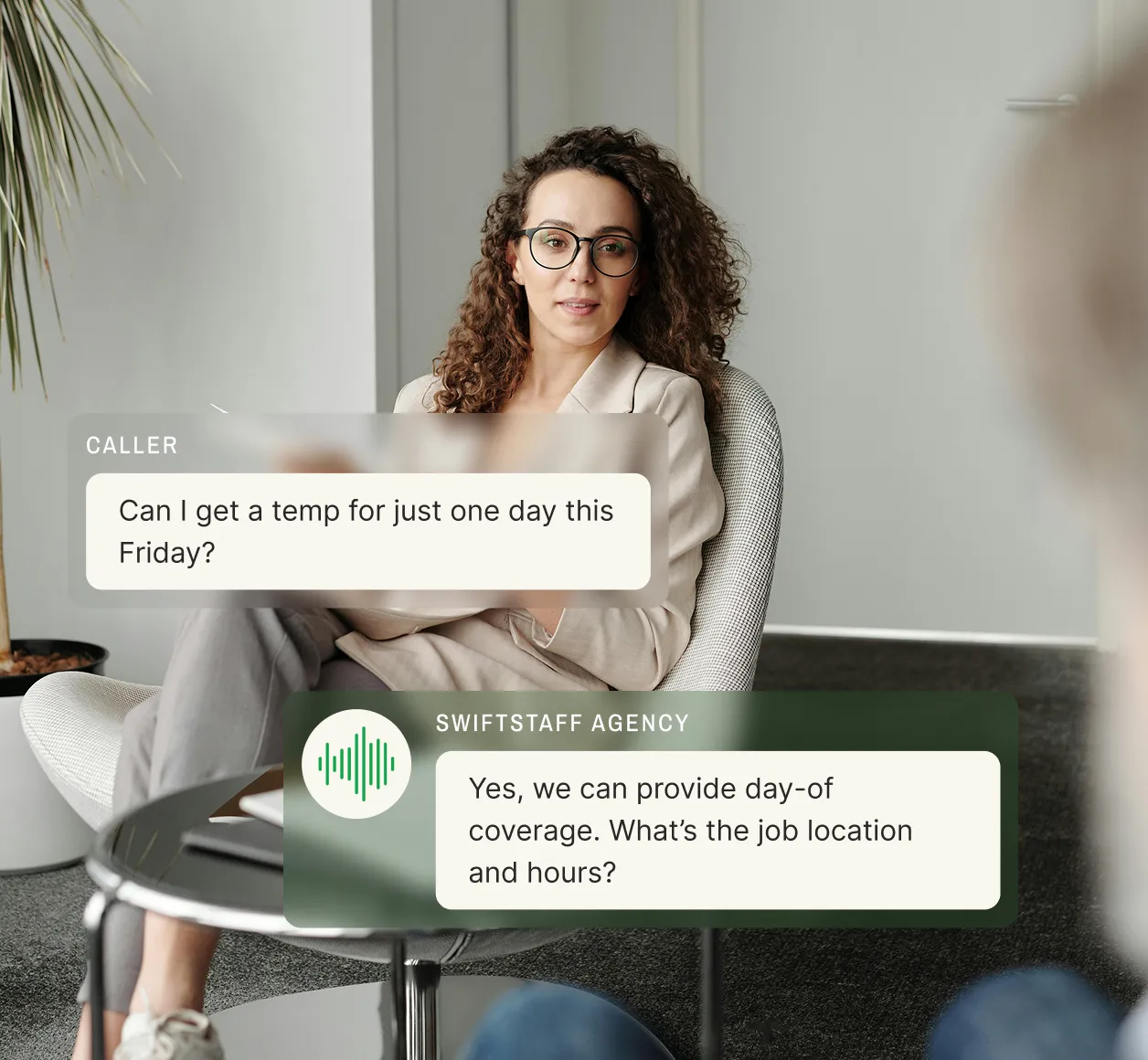 A team reviews campaign strategy while a marketing answering service offers a free consultation for Google Ads.