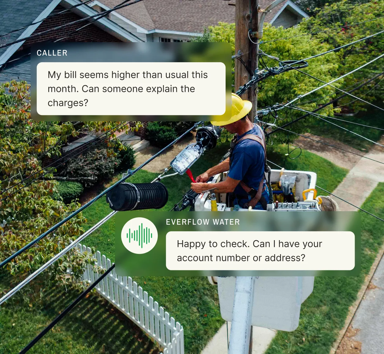 Customer contacts a call center for a utility company about a high bill, and the agent requests the account number or address.