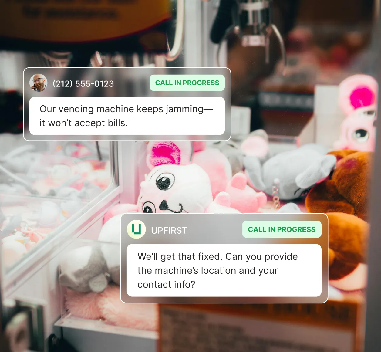 A caller asks about refrigerated produce shipments and the logistics answering service replies, confirming availability and asking for pickup details.