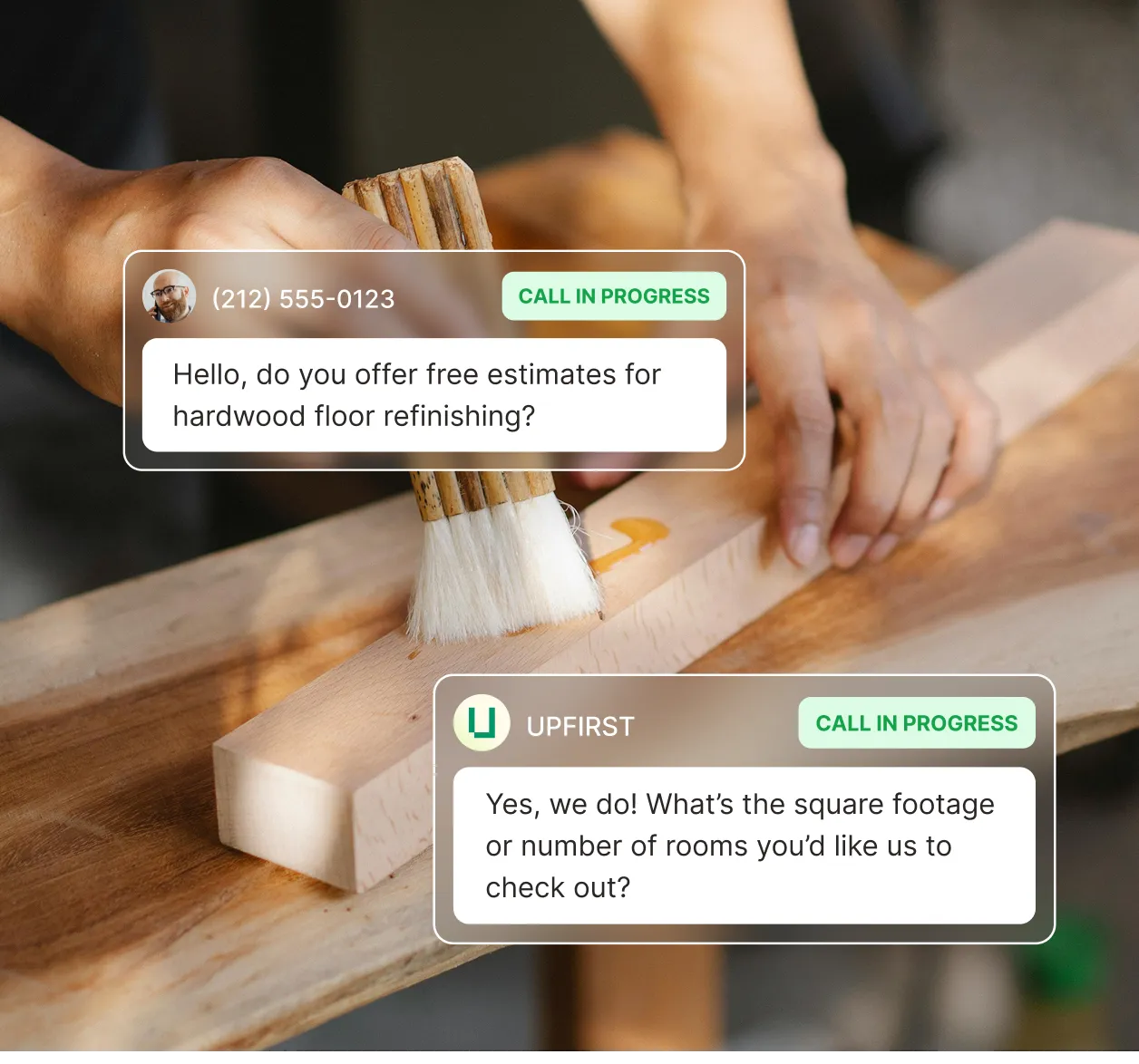 Answering service for refinishing companies asking qualifying questions about hardwood floor refinishing estimates.