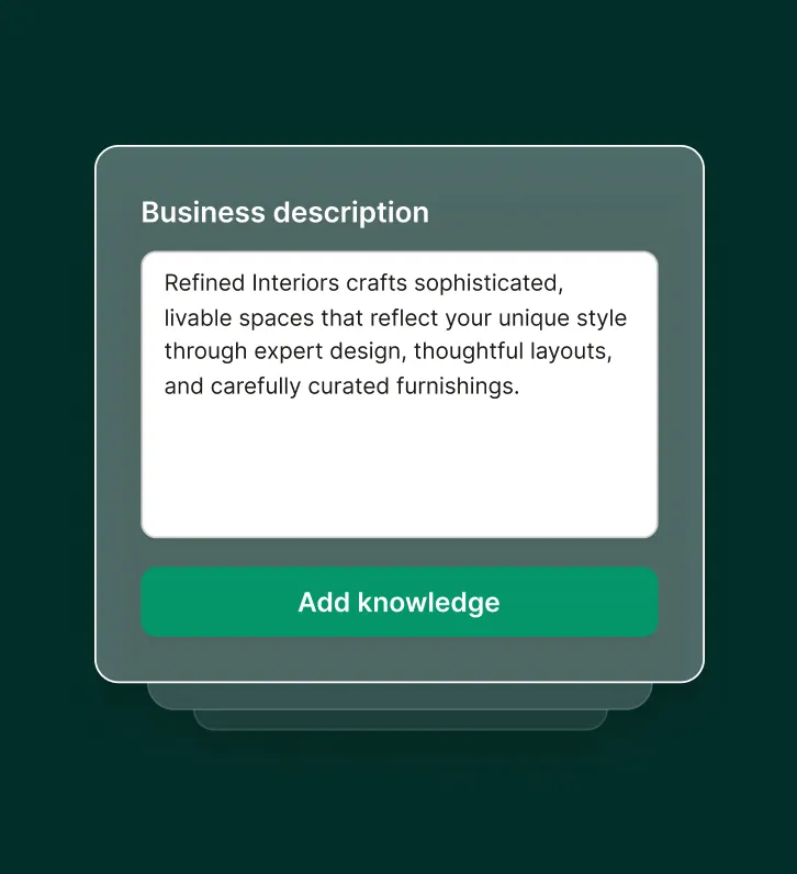 Interior designer answering services explaining both virtual and in-person design consultation options