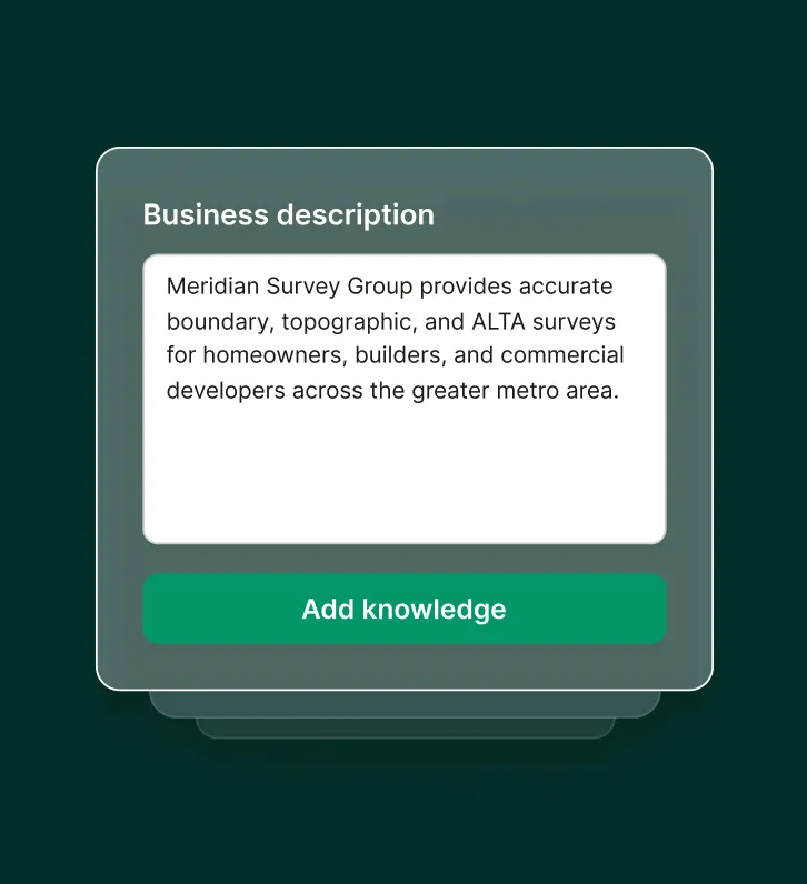  Adding a business description for boundary, topographic, and ALTA surveys to customize a surveyors answering service.