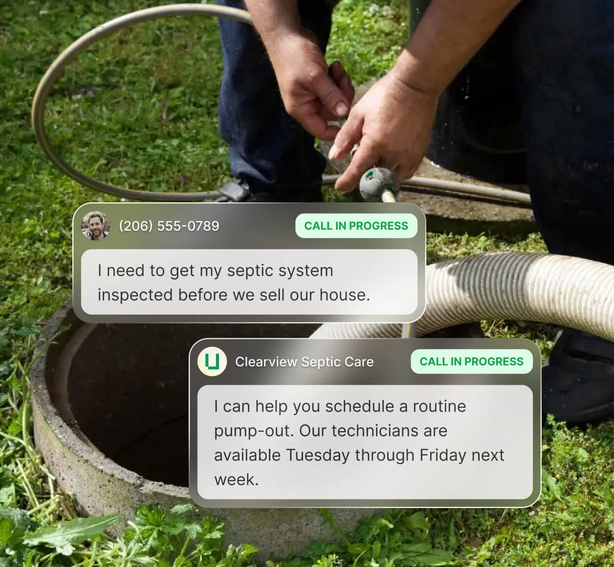 Image illustrating the way an intelligent live transfer service can route calls to the appropriate person. The caller asks a question about their invoice, and they get transferred to the billing team.