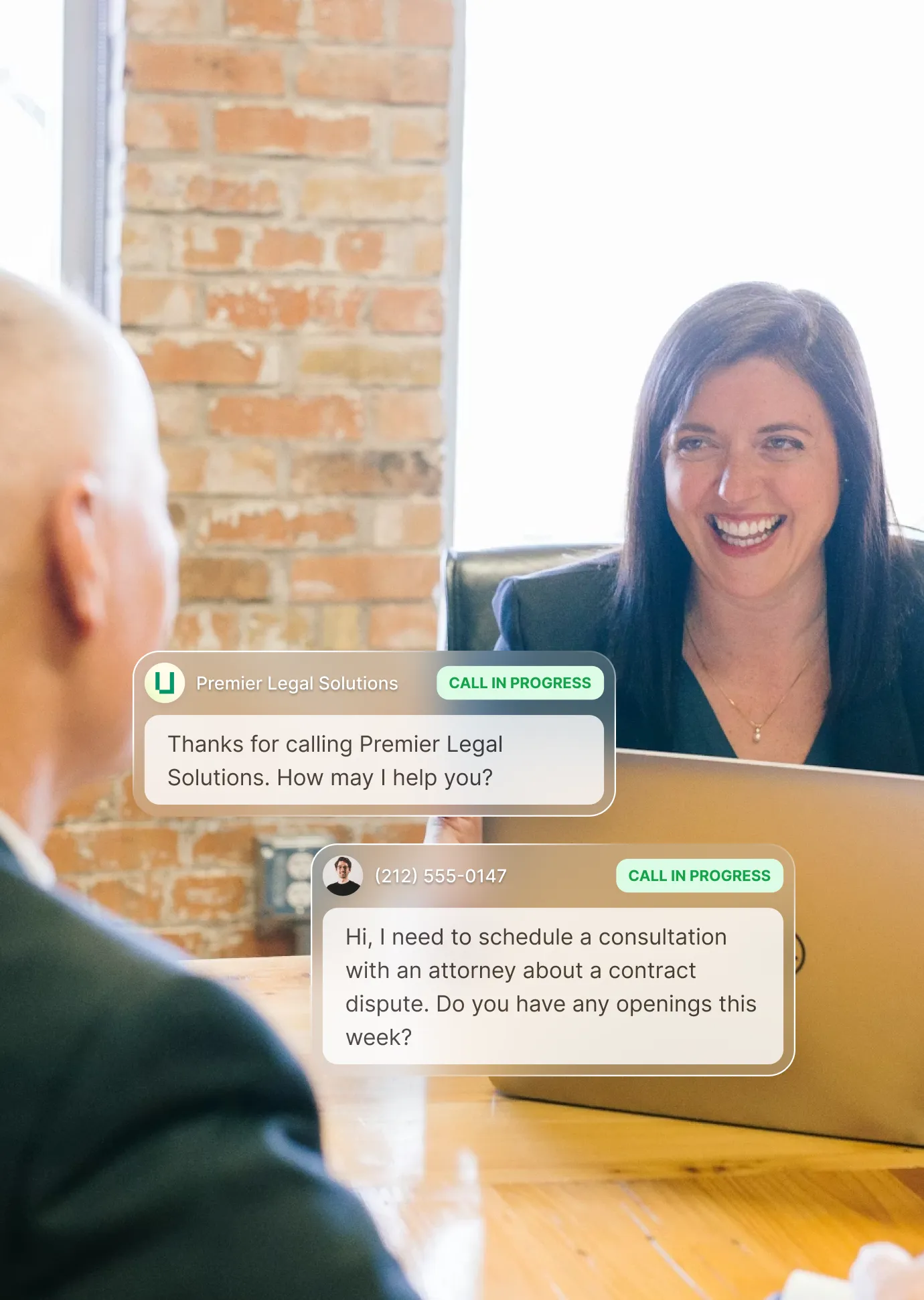Example conversation between a caller and an answering service that offers appointment settings