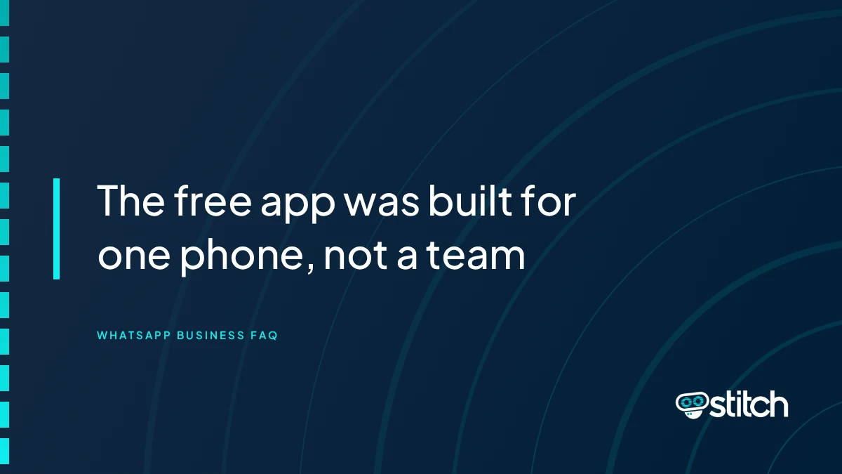 Graphic on the limitations of the WhatsApp Business App for teams