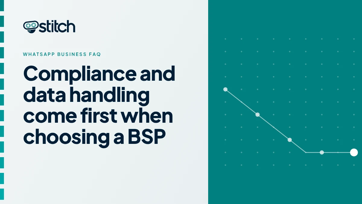Graphic on compliance and data handling criteria when choosing a WhatsApp BSP