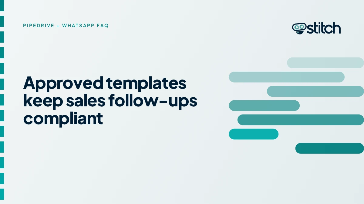Graphic on using approved WhatsApp message templates for compliant Pipedrive sales follow-ups
