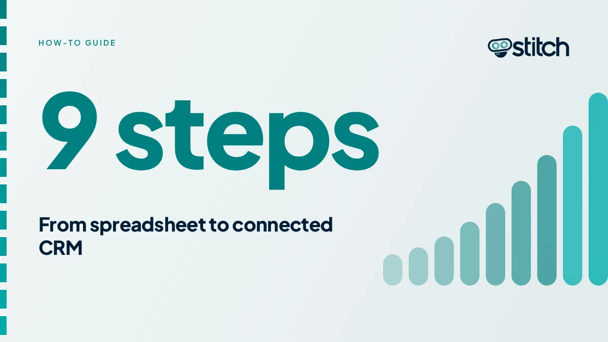 Graphic summarising the nine steps to move WhatsApp enquiries from a spreadsheet into a CRM