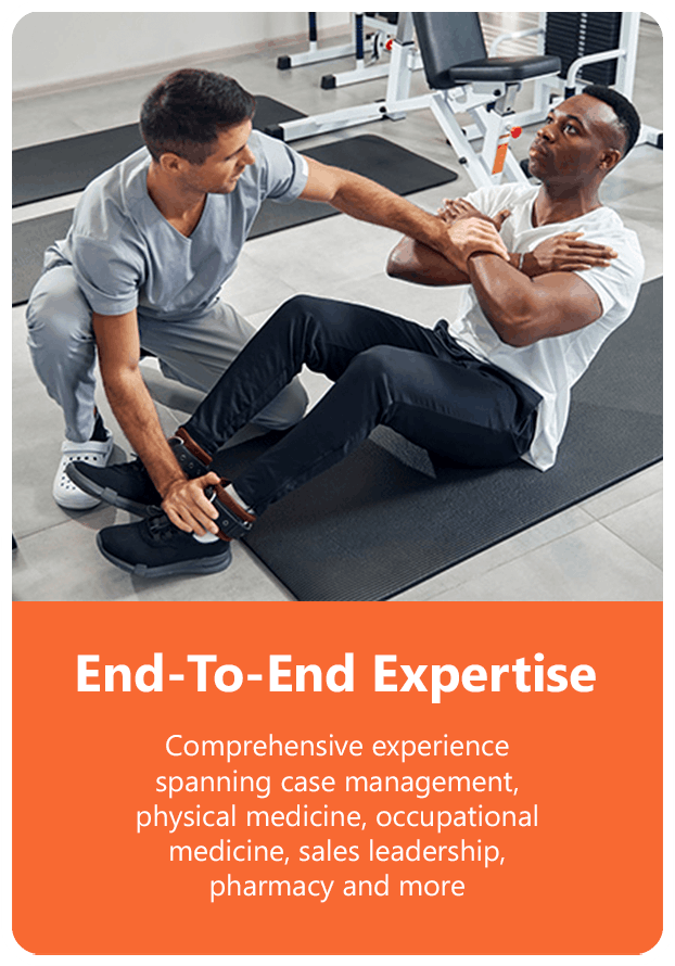 a man helping another man perform physical therapy exercises