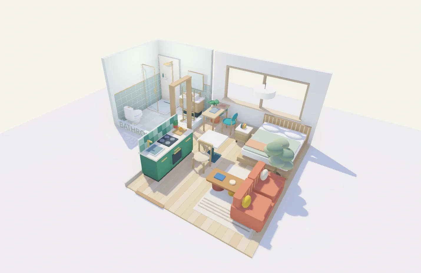 A furnished layout in the Tiny Apartment Challenge Nova project