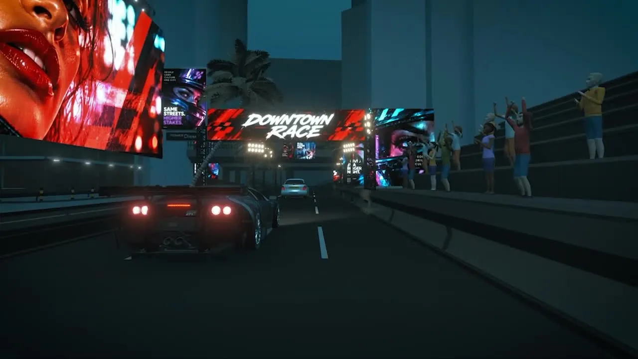 Car chase at an illustrative 100 kilometres per hour