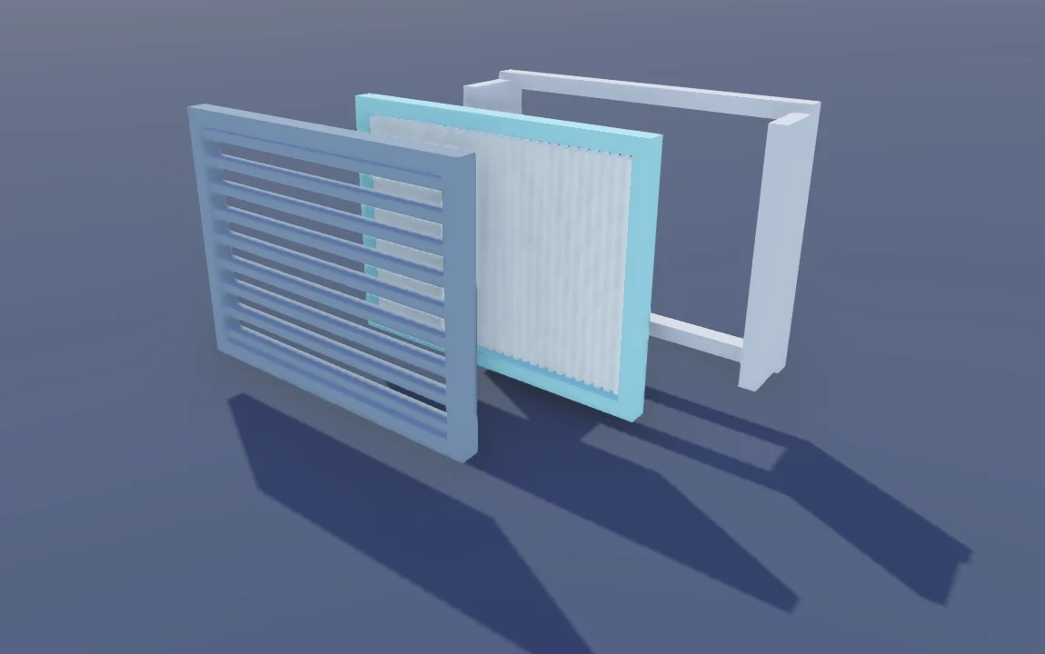 The same Nova scene refined by separating the grille and frame to reveal the filter