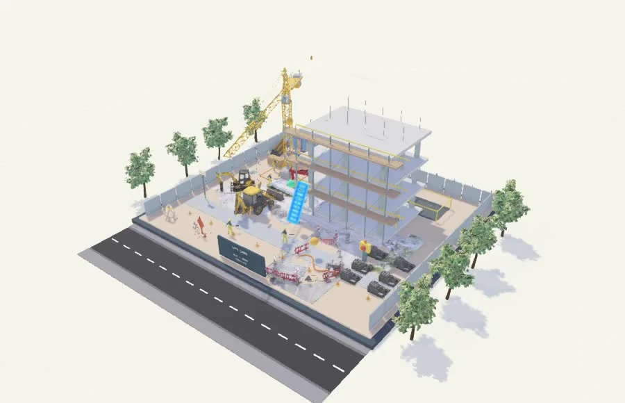 Built construction site captured from the supplied Site Safe project recording
