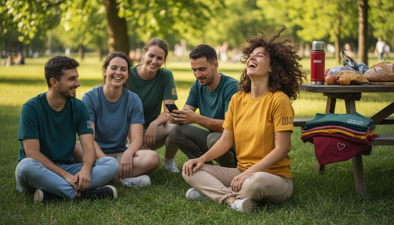 Ekipa se je na druženju na prostem predstavila v majicah z lastnim potiskom.