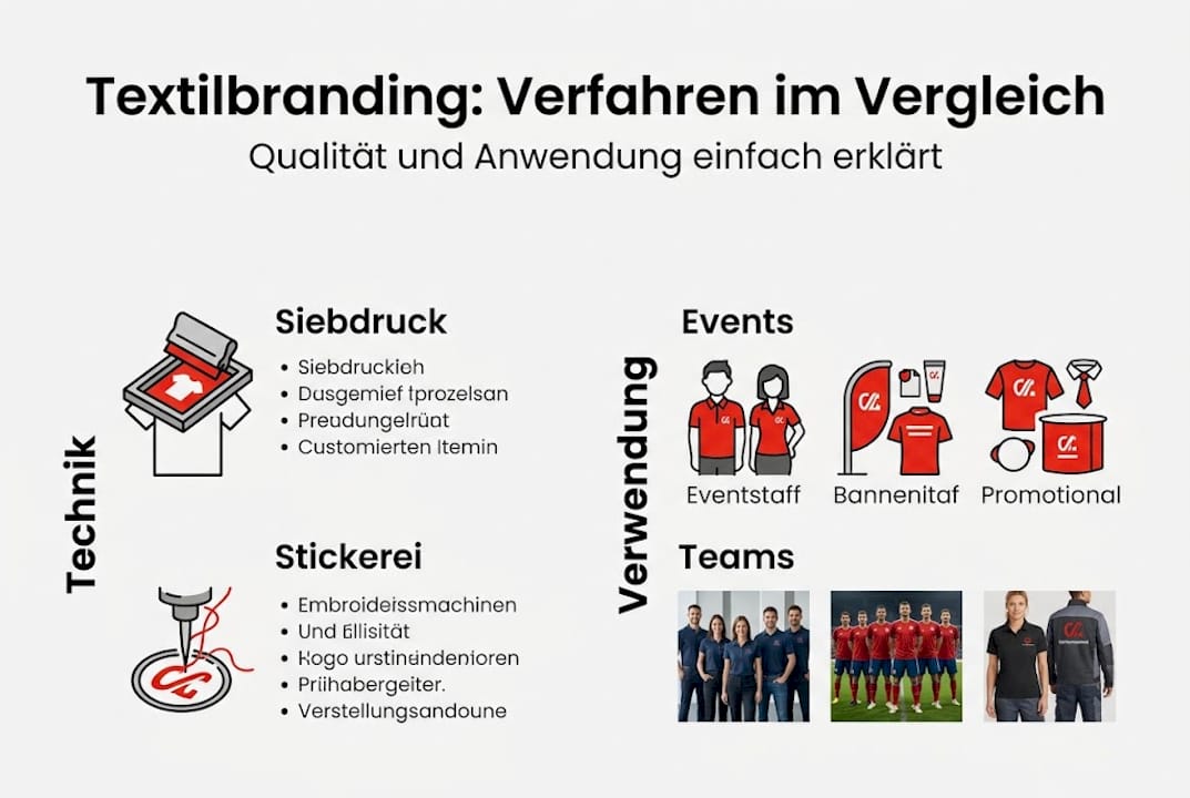 Übersicht der gängigsten Methoden und Einsatzbereiche für Textilbranding