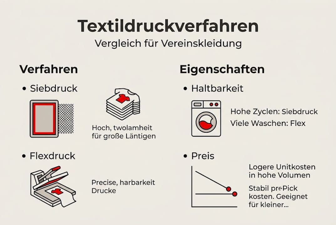 Übersichtliche Infografik: Gegenüberstellung verschiedener Drucktechniken und ihrer Eigenschaften