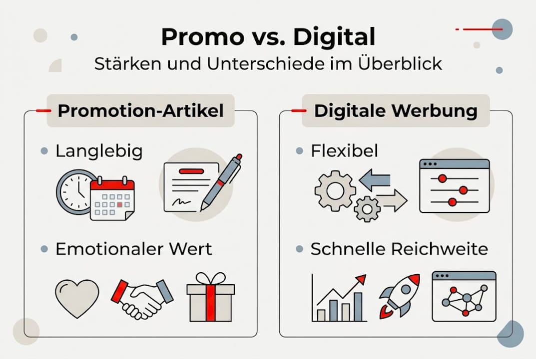Infografik zeigt die Unterschiede zwischen PR-Artikeln und digitaler Werbung auf