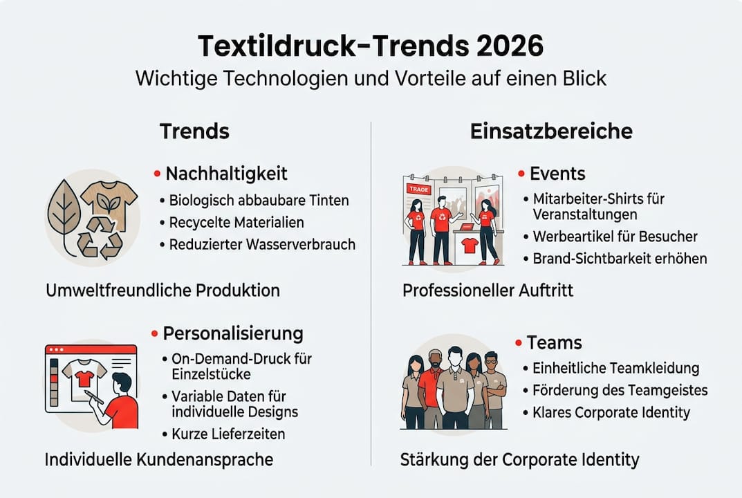 Infografik: Die wichtigsten Trends im Textildruck für 2026 auf einen Blick