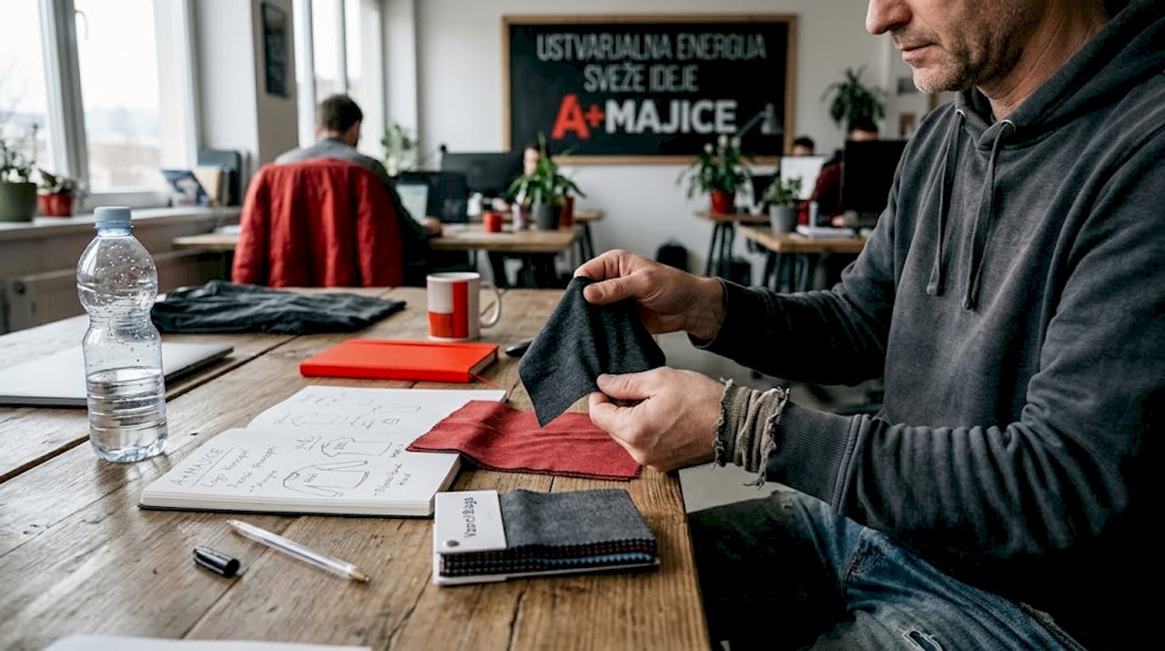 Oblikovalec se posveti primerjavi različnih materialov in krojev majic, da bi našel najboljšo kombinacijo udobja, funkcionalnosti in izgleda.