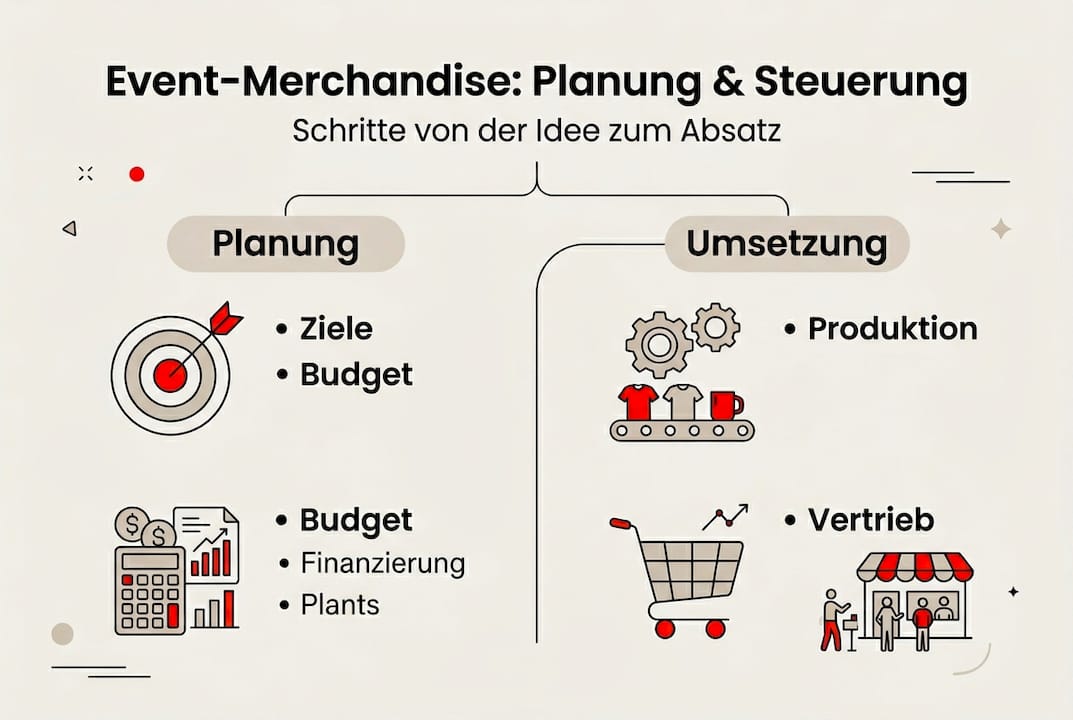 Ablauf der Event-Merchandise-Planung anschaulich in einer Infografik dargestellt