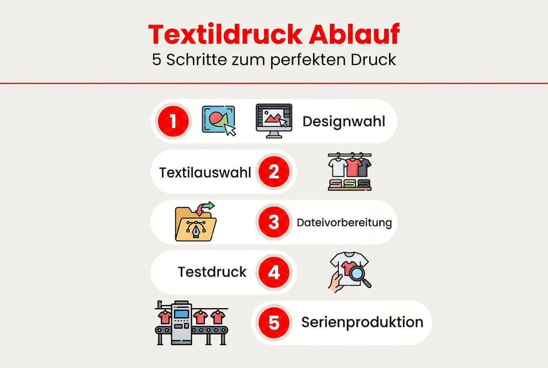 Infografik: So läuft der Textildruck Schritt für Schritt ab