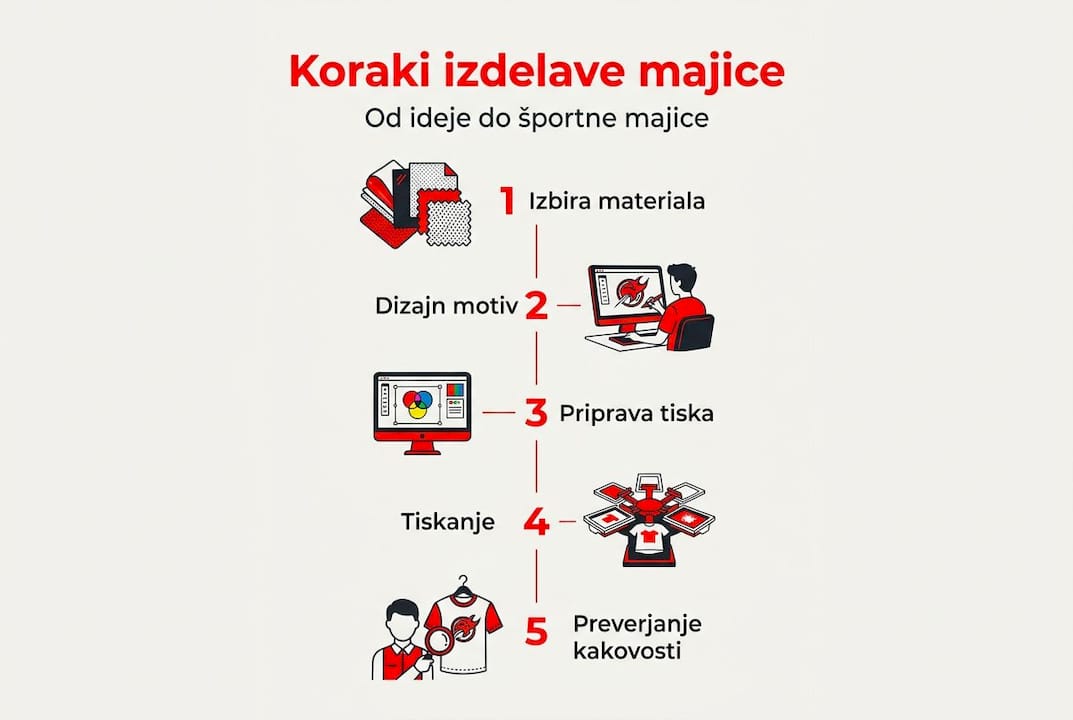 Infografika: kako nastane športna majica – korak za korakom