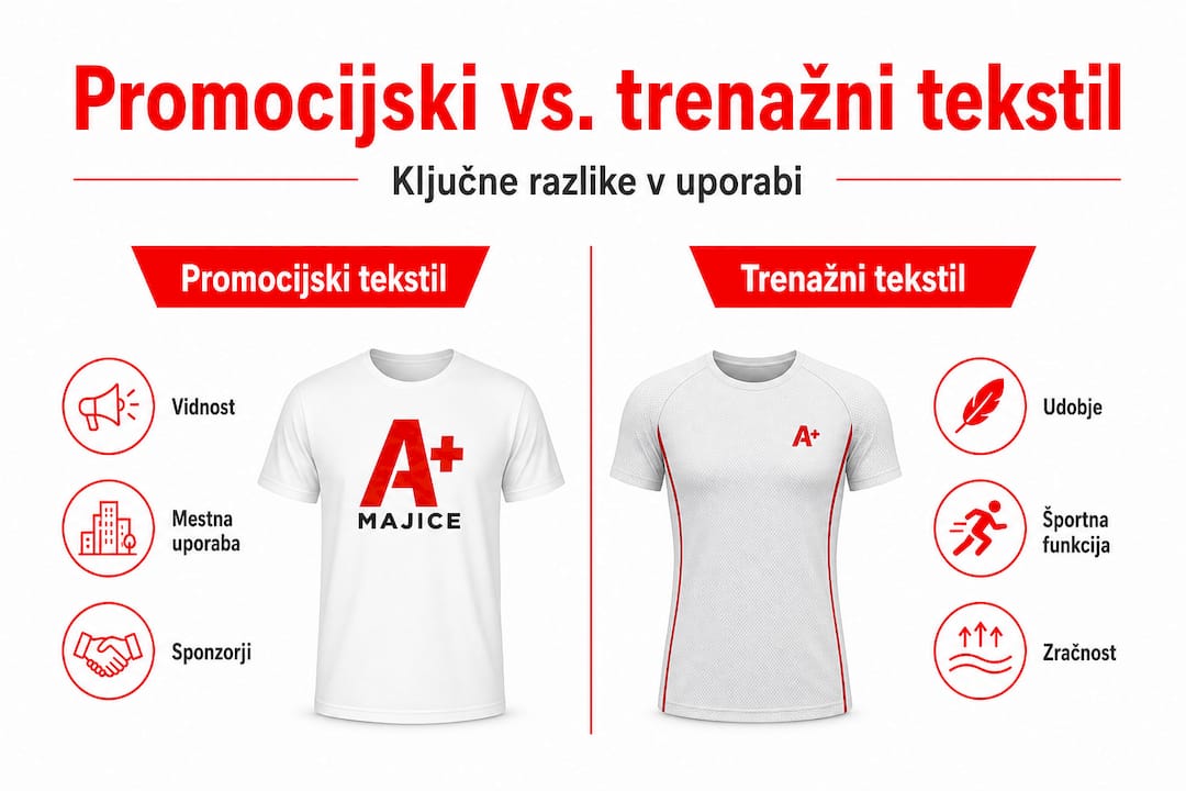 Infografika: ključne razlike med promocijskimi in športnimi oblačili za trening