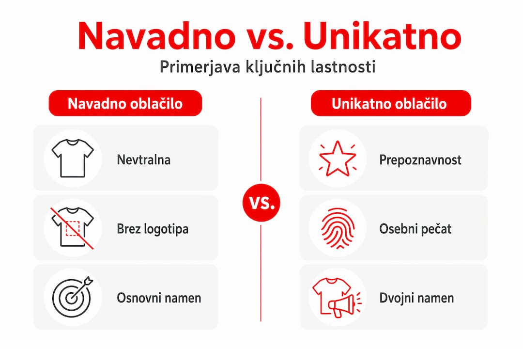 Infografika: razlike med običajnimi in unikatnimi oblačili