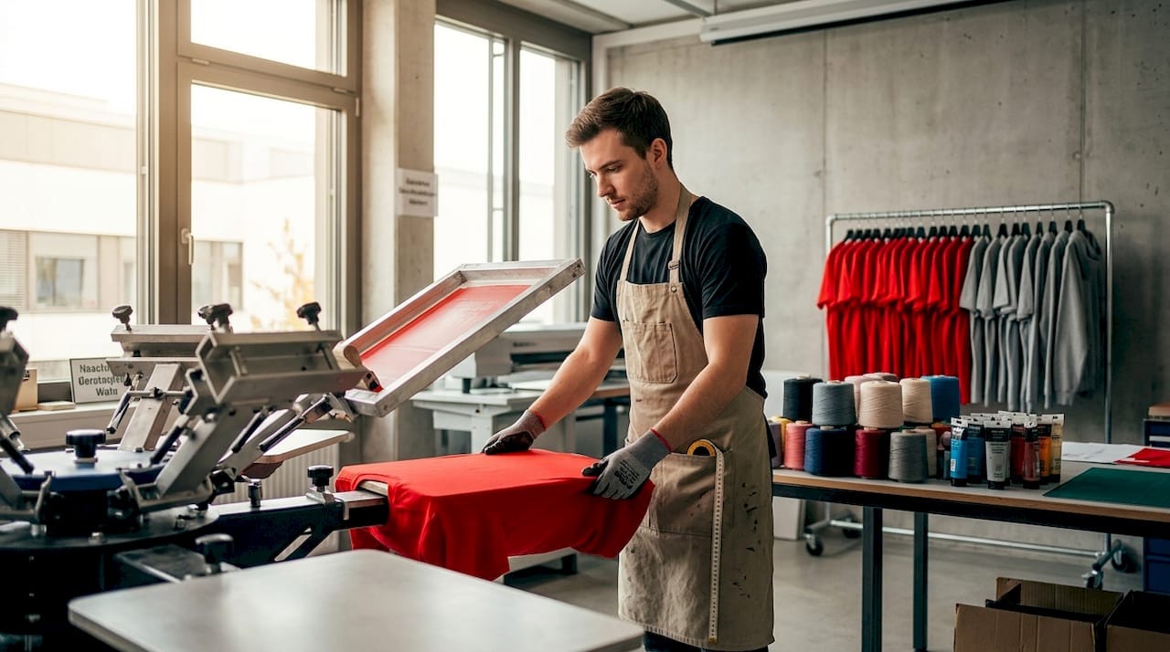 Im Workshop bedrucken wir gemeinsam die Teamshirts im Siebdruckverfahren.