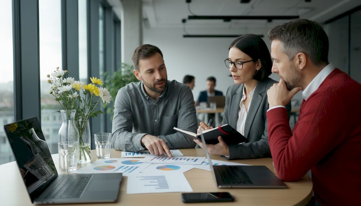 Das Team setzt sich intensiv damit auseinander, welche Zielgruppe am besten für die geplanten Werbemaßnahmen geeignet ist.
