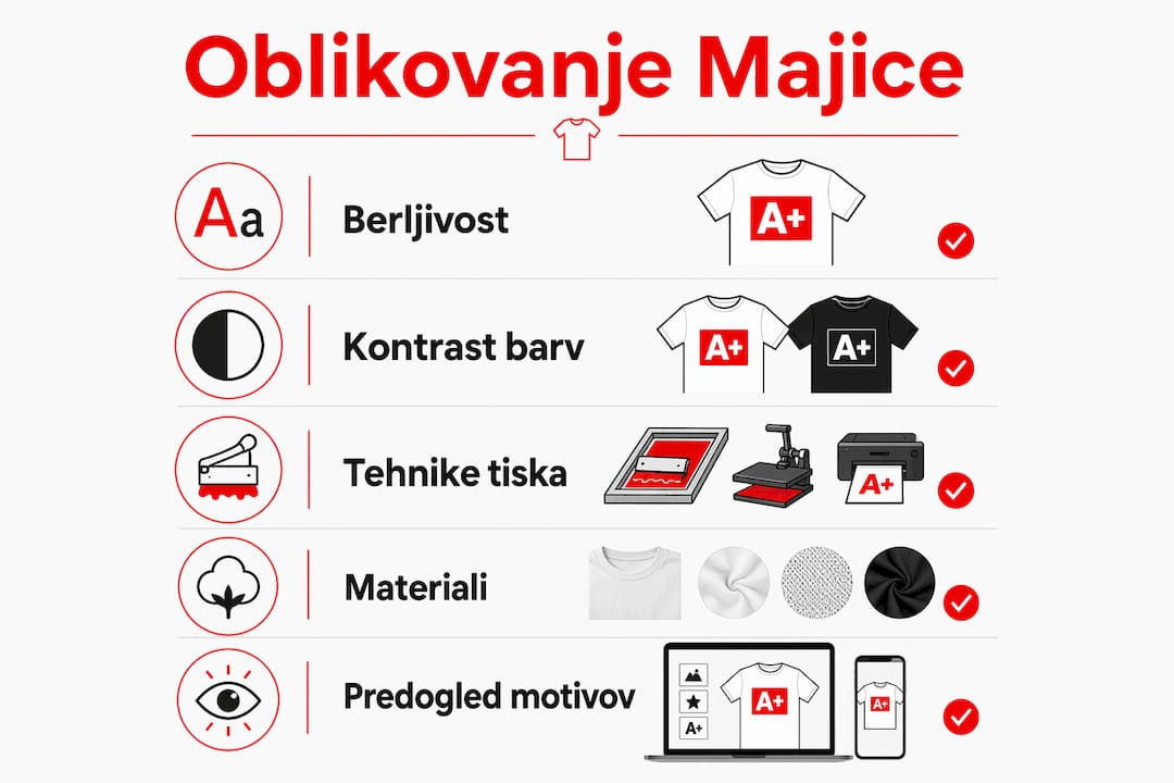 V infografiki boste našli najpomembnejše korake pri ustvarjanju majice za obletnico.