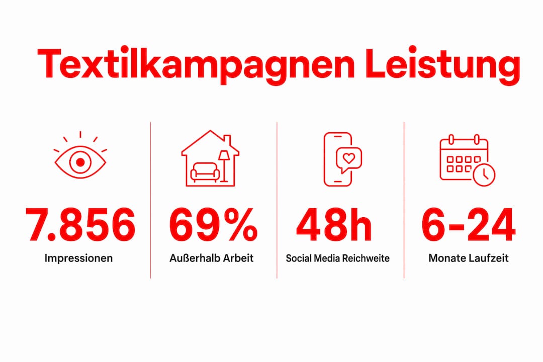 Übersichtliche Infografik mit wichtigen Zahlen und Fakten rund um das Thema bedruckte Kleidung